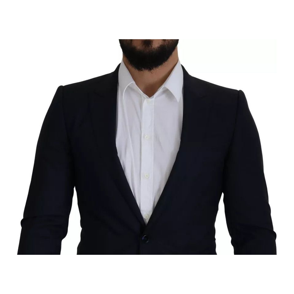 Dolce & Gabbana Blue Wool Single Breasted Coat Men Blazer Dolce & Gabbana