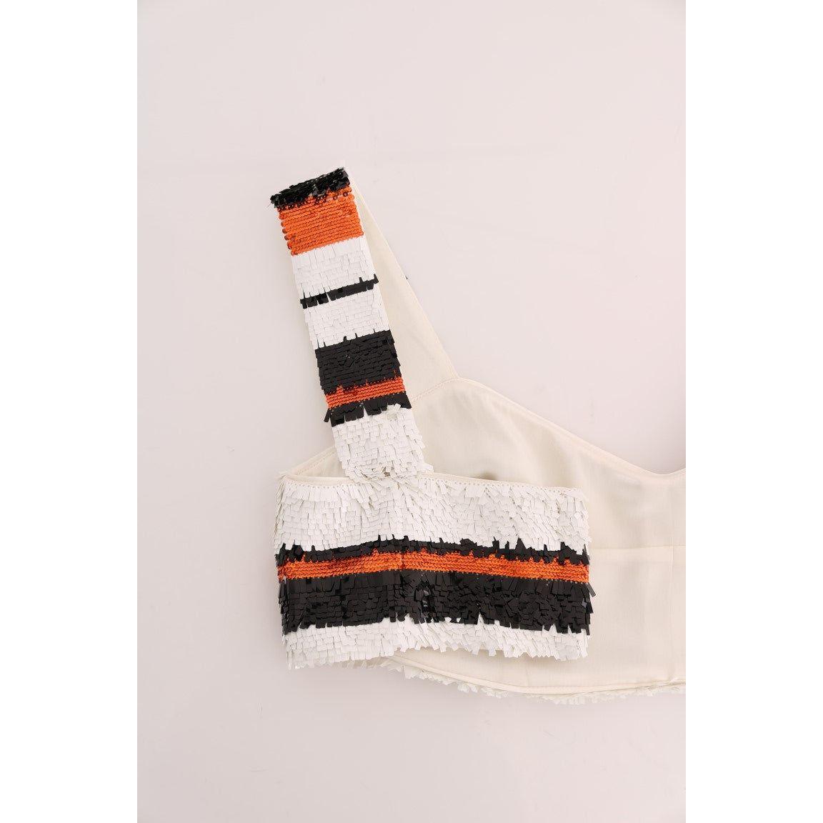 Dolce & Gabbana Multicolor Sequined Stretch Bustier Top