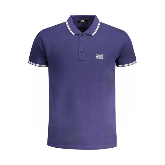 Cavalli Class Blue Cotton Polo Shirt Cavalli Class