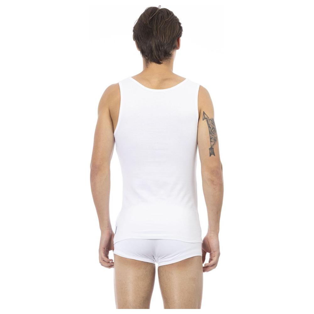 Bikkembergs White Cotton Men Tank Top Bikkembergs