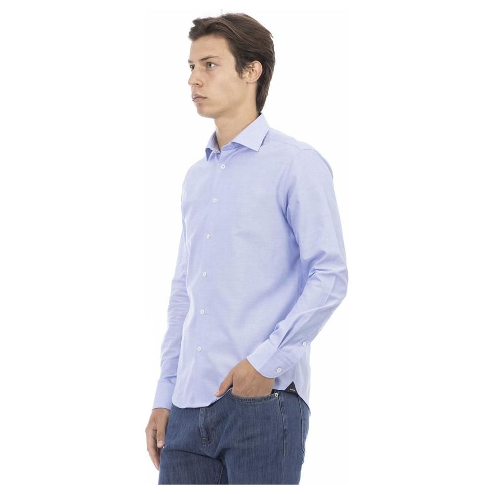 Baldinini Trend Light Blue Cotton Men Shirt Baldinini Trend