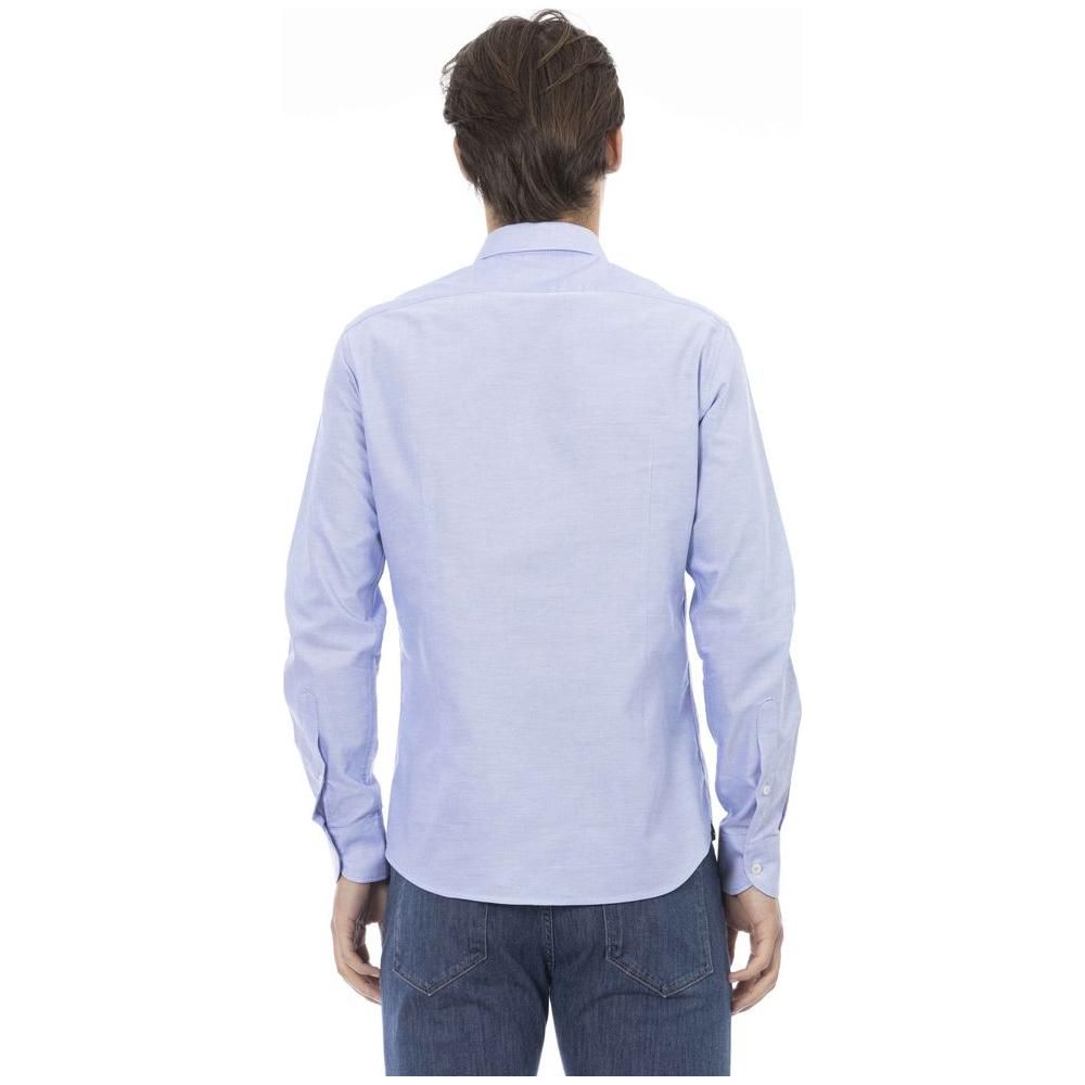 Baldinini Trend Light Blue Cotton Men Shirt Baldinini Trend