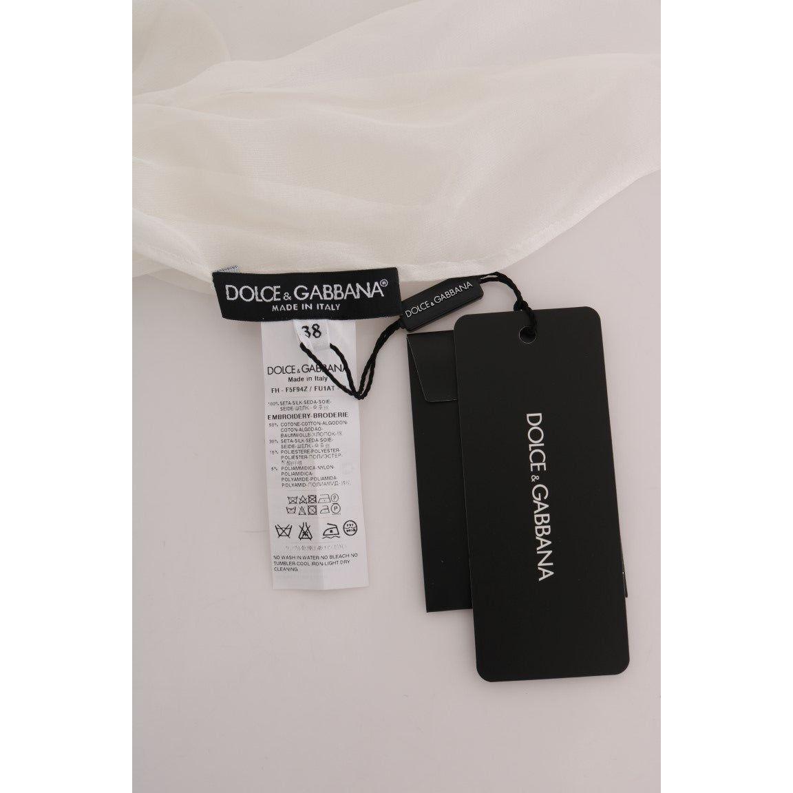 بلوزة ديزي الحريرية البيضاء الأنيقة من دولتشي آند غابانا