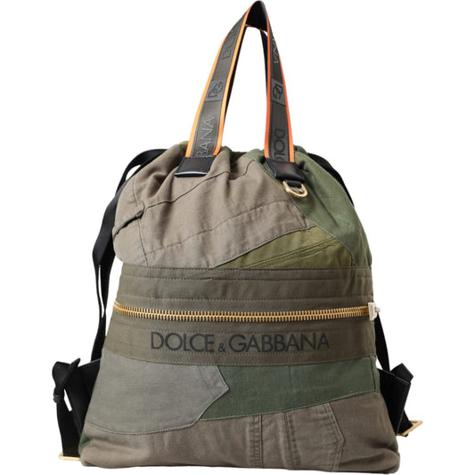 Dolce & Gabbana Military Green Patchwork Rucksack Backpack Bag Dolce & Gabbana Dim Gray