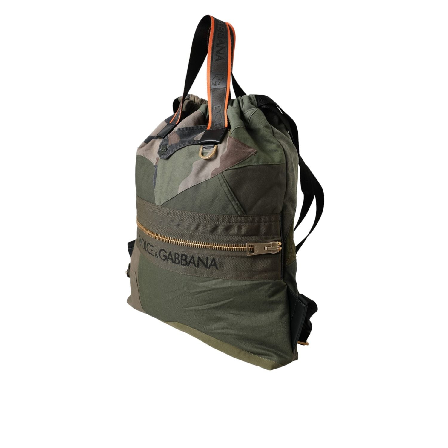 Dolce & Gabbana Military Green Patchwork Rucksack Backpack Bag