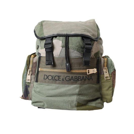 Dolce & Gabbana Military Green Patchwork Rucksack Backpack Bag Dolce & Gabbana