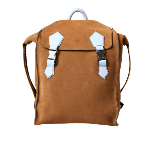 Dolce & Gabbana Brown Yellow Suede Leather Logo Backpack Bag Dolce & Gabbana