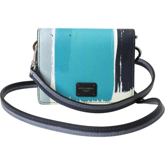 Dolce & Gabbana Multicolor Leather DG Logo Bifold Card Holder Wallet Dolce & Gabbana Dark Slate Gray