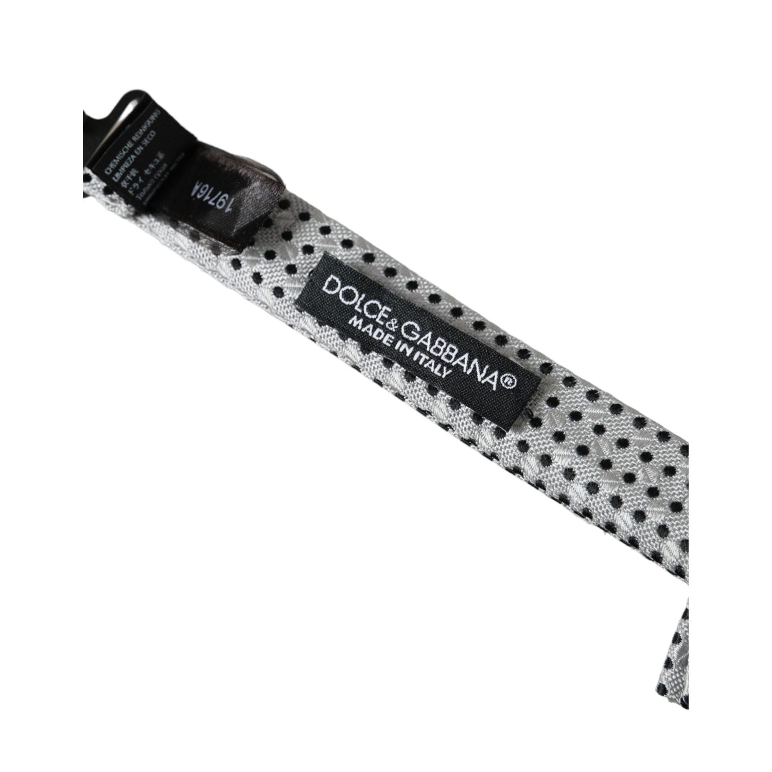 Dolce & Gabbana Gray Silk Polka Dot Adjustable Neck Men Papillon Bow Tie