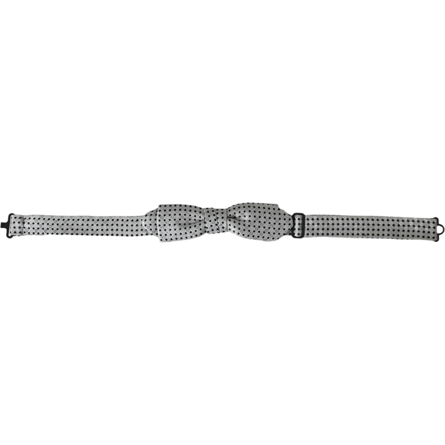 Dolce & Gabbana Gray Silk Polka Dot Adjustable Neck Men Papillon Bow Tie Dolce & Gabbana Dark Gray