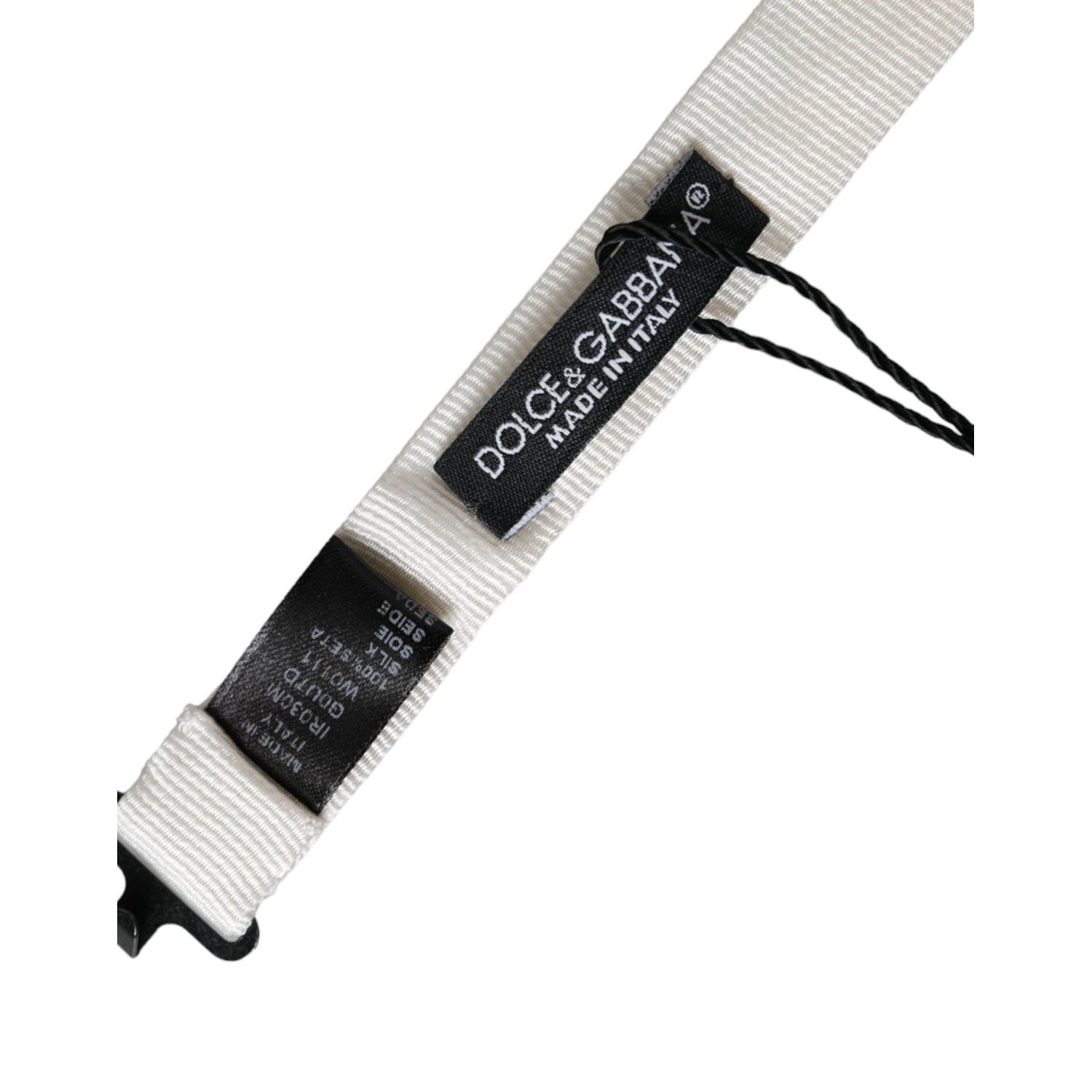 Dolce & Gabbana White Silk Adjustable Neck Men Papillon Bow Tie