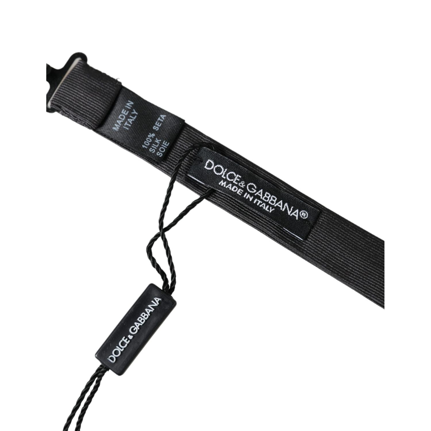 Dolce & Gabbana Black Silk Adjustable Neck Men Bow Tie