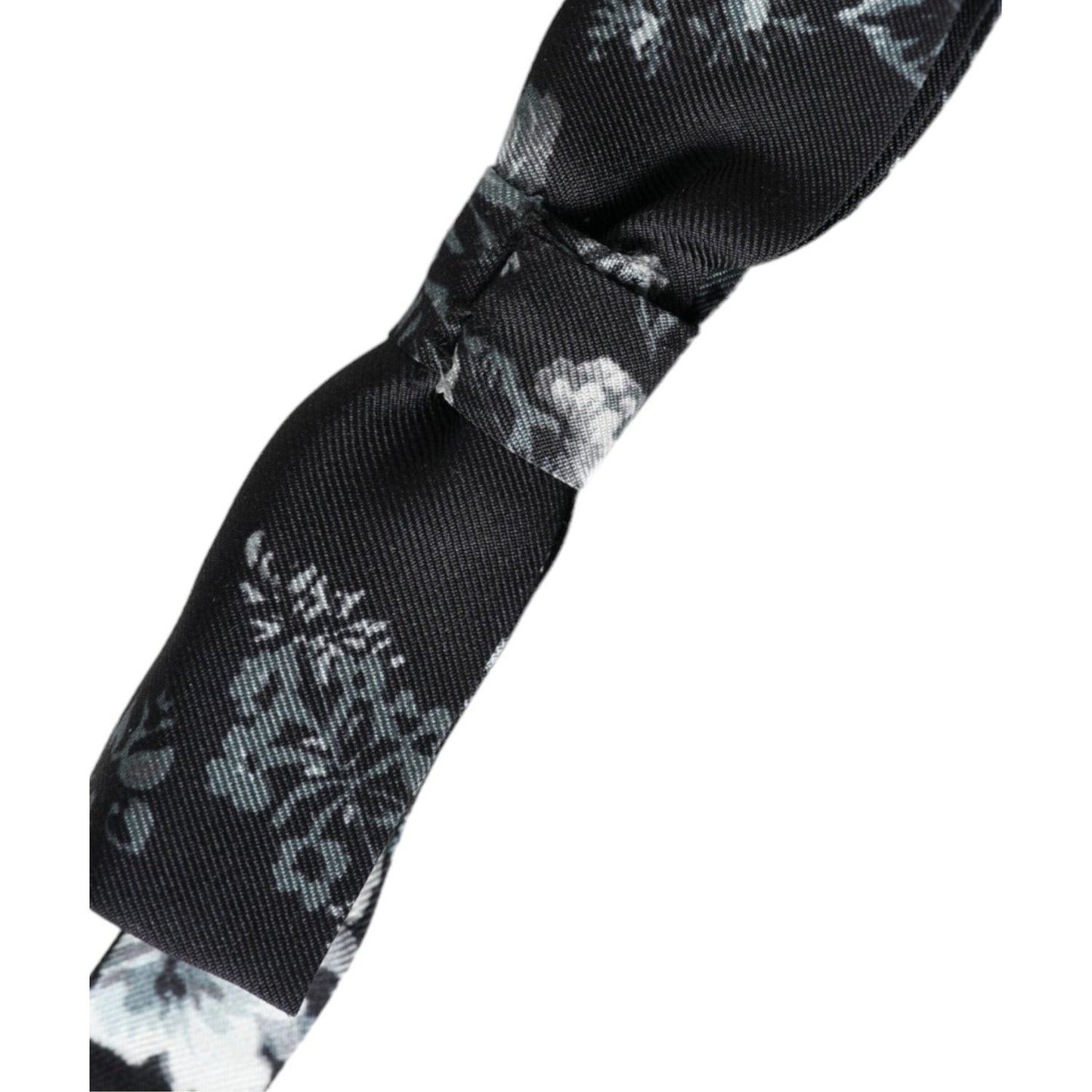 Dolce & Gabbana Black Floral Silk Adjustable Neck Men Bow Tie Dolce & Gabbana