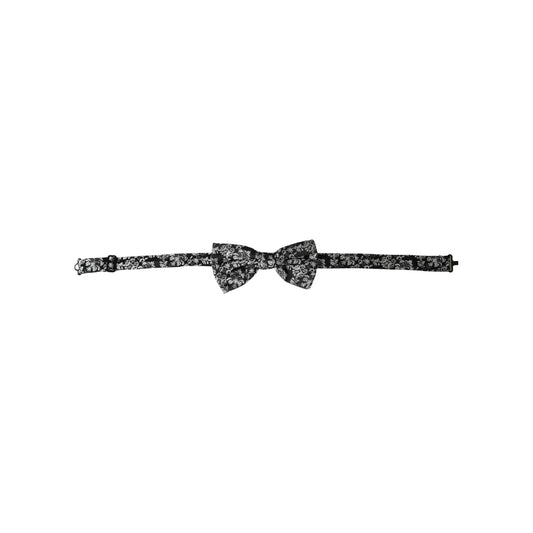 Dolce & Gabbana Black Floral Silk Adjustable Neck Men Bow Tie Dolce & Gabbana