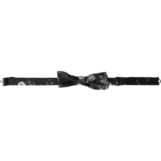 Dolce & Gabbana Black Floral Fantasy Adjustable Neck Men Bow Tie Dolce & Gabbana