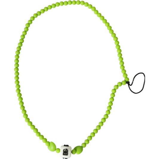 Dolce & Gabbana Green Beaded Chain DG Logo Charm Necklace Necklace Dolce & Gabbana