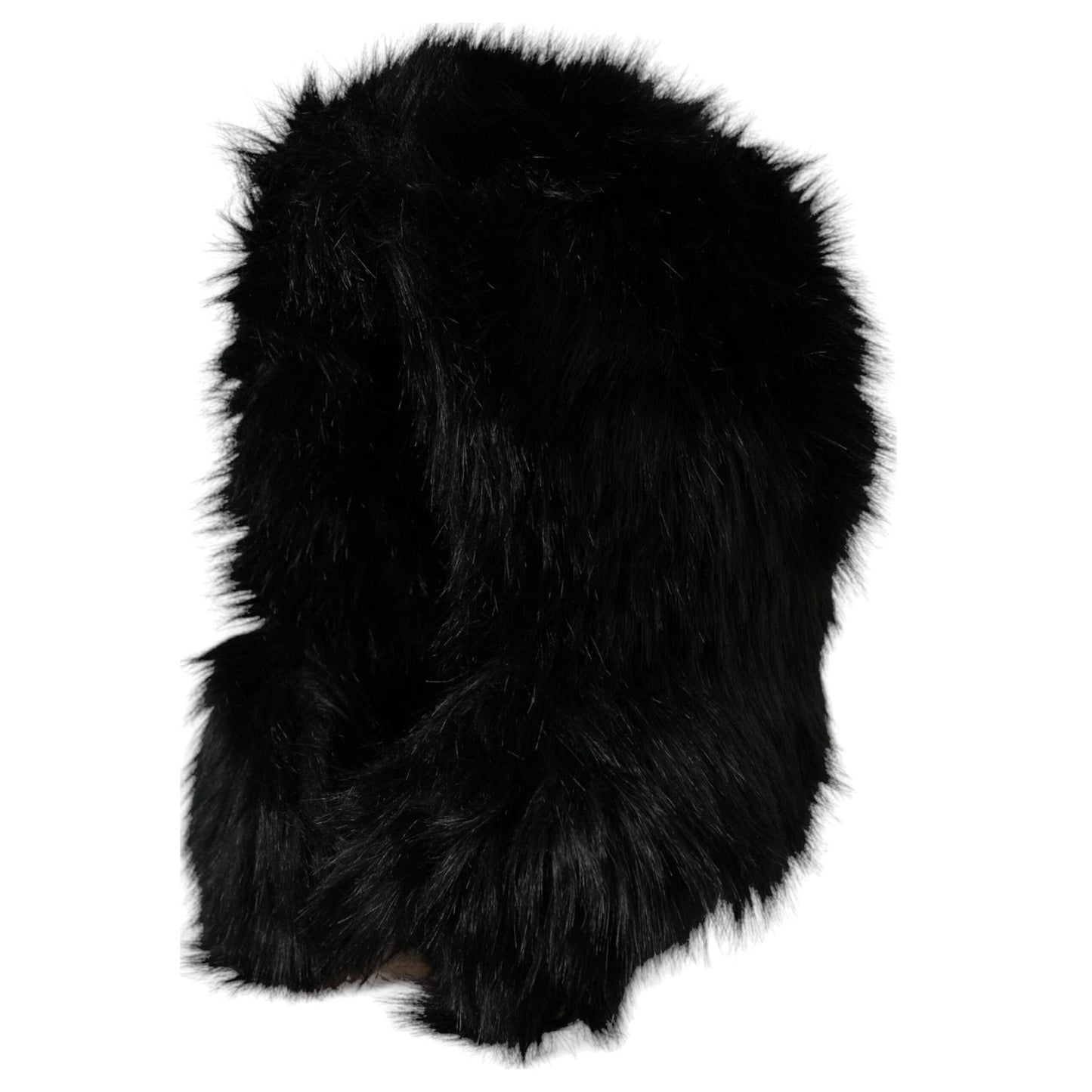 Dolce & Gabbana Black Faux Fur Whole Head Wrap Hat