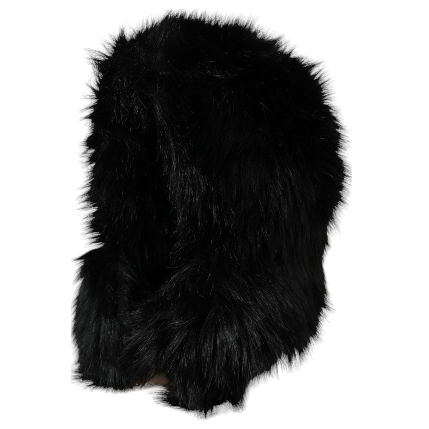 Dolce & Gabbana Black Faux Fur Whole Head Wrap Hat