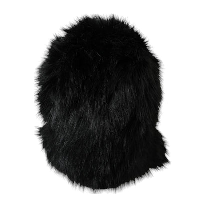 Dolce & Gabbana Black Faux Fur Whole Head Wrap Hat