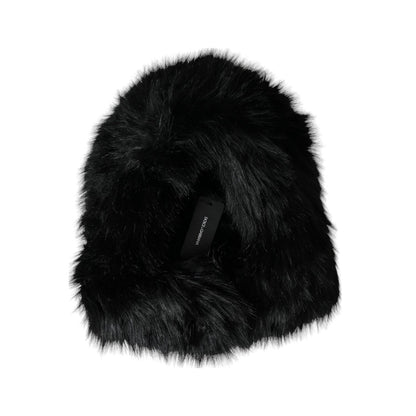 Dolce & Gabbana Black Faux Fur Whole Head Wrap Hat
