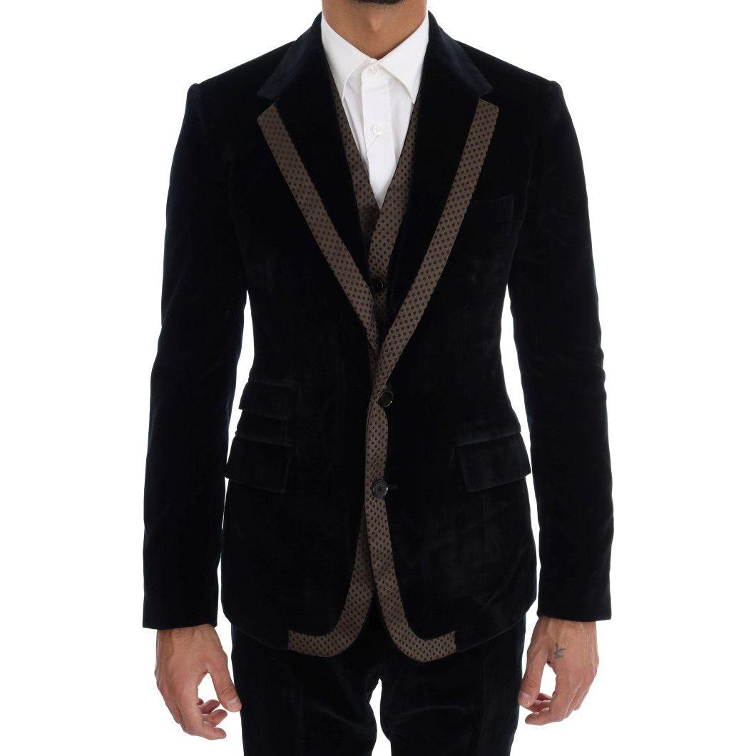 Dolce & Gabbana Elegant Blue Three-Piece Slim Fit Suit Dolce & Gabbana