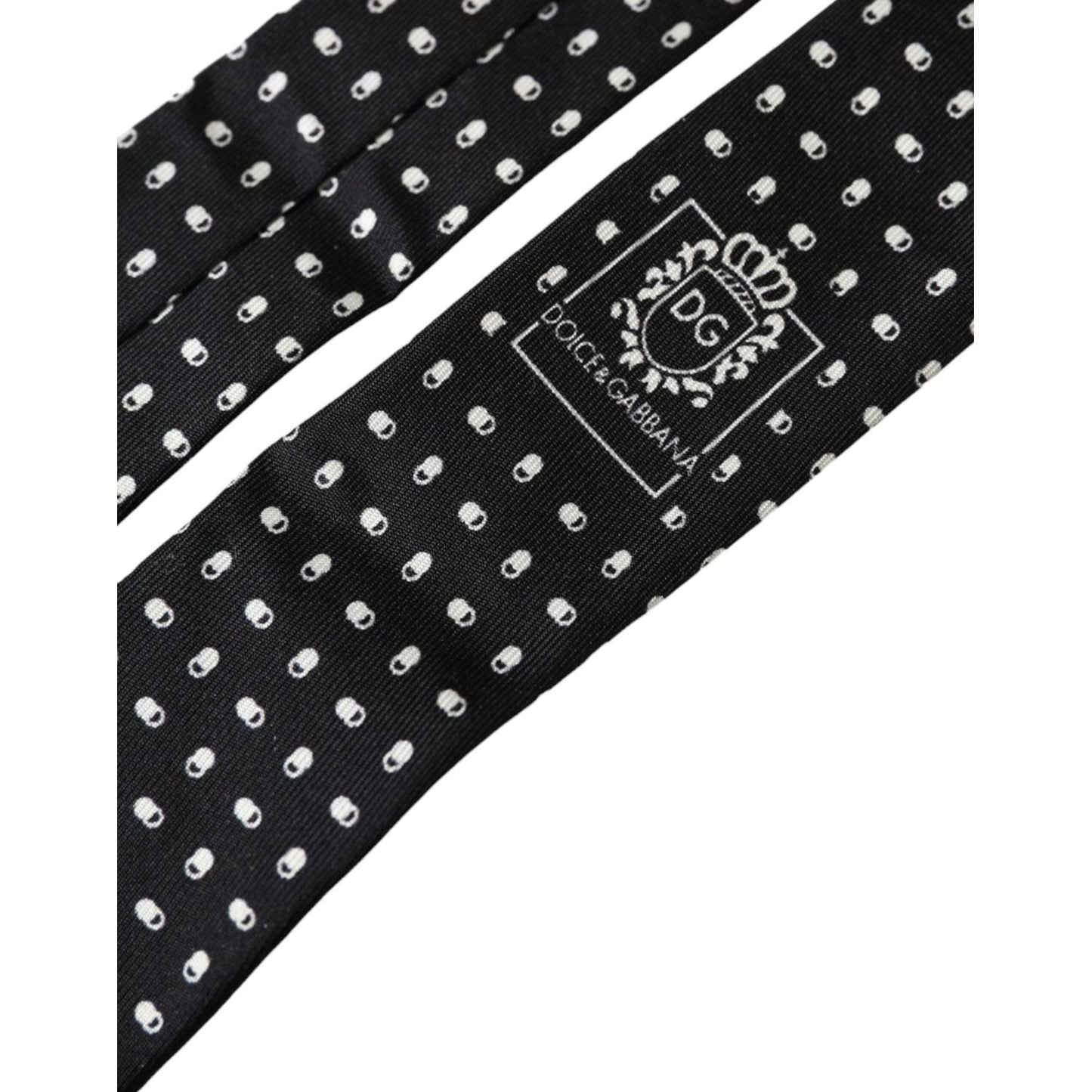 Dolce & Gabbana Black Patterned 100%Silk Adjustable Tie Dolce & Gabbana