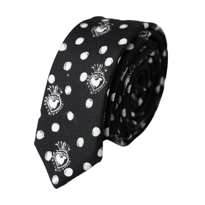 Dolce & Gabbana Black Heart Polka Dot Adjustable Tie