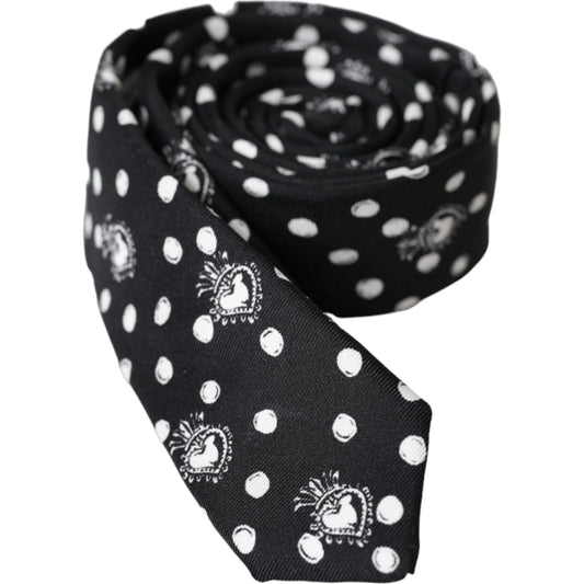 Dolce & Gabbana Black Heart Polka Dot Adjustable Tie Dolce & Gabbana