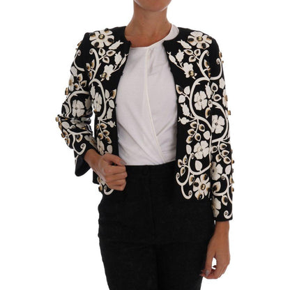 Dolce & Gabbana Black Baroque Floral Crystal Jacket
