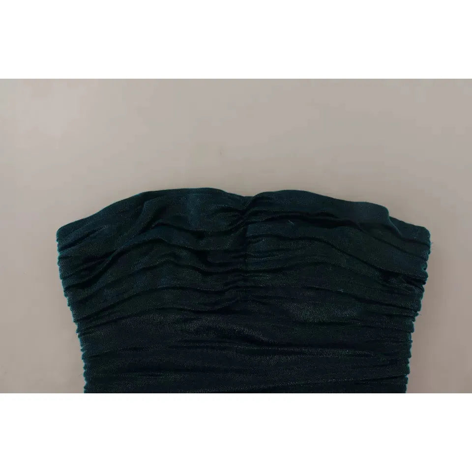 Dolce & Gabbana Turquoise Bustier Bodice Draped Midi Dress Dolce & Gabbana