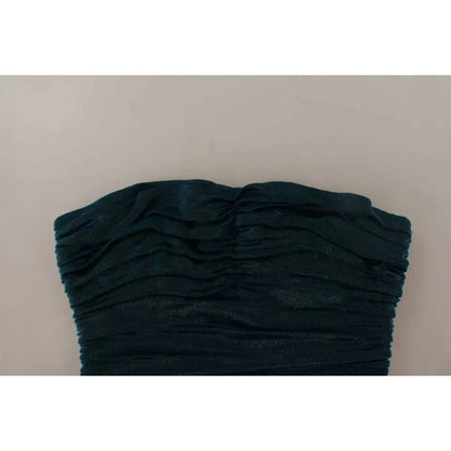 Dolce & Gabbana Turquoise Bustier Bodice Draped Midi Dress. Dolce & Gabbana