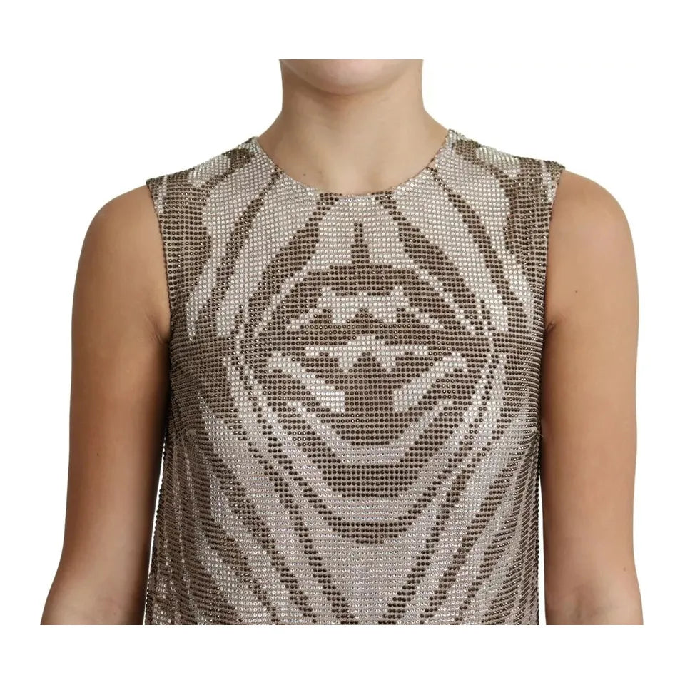 Dolce & Gabbana Brown Crystal Shift Mini Zebra Silver Dress Dolce & Gabbana Rosy Brown