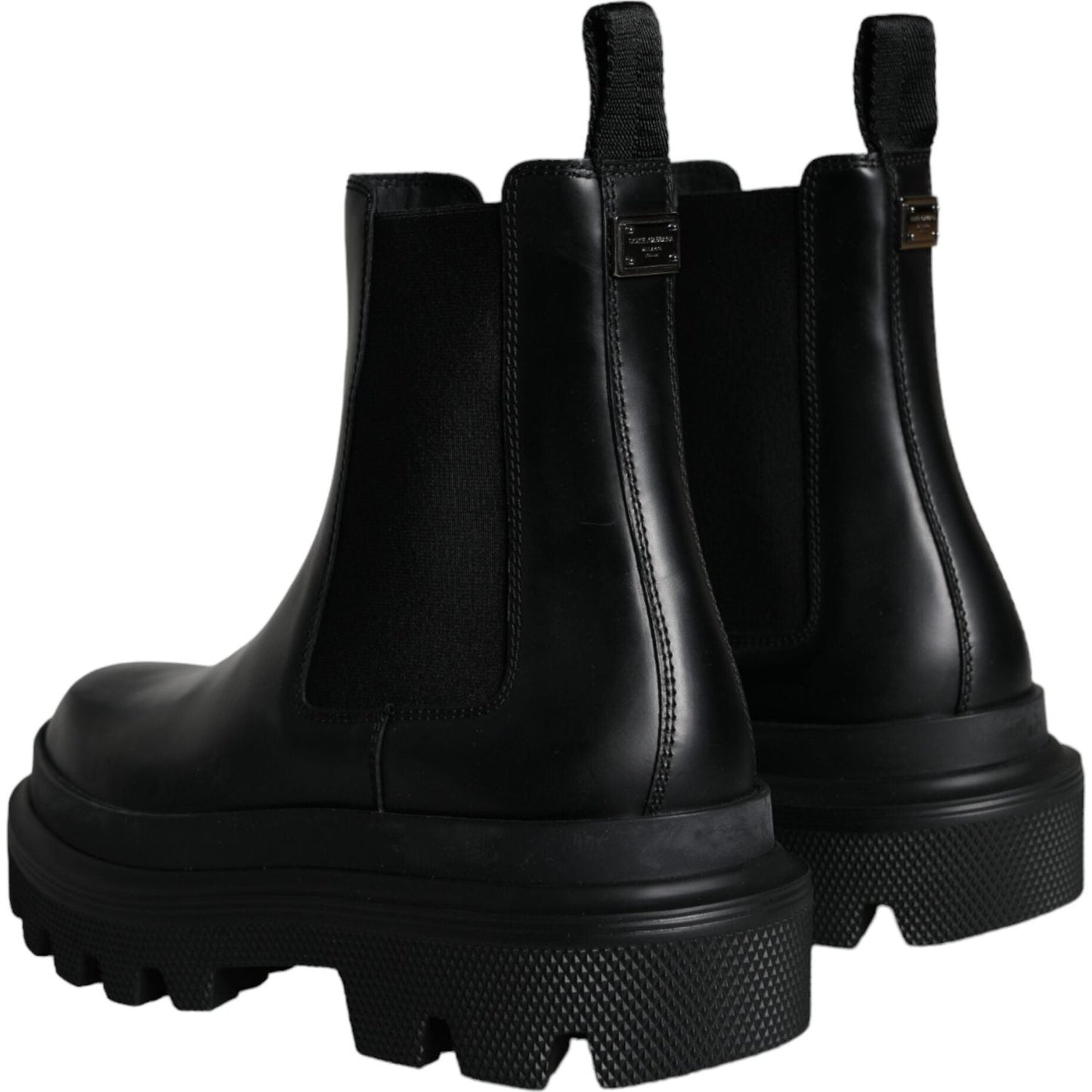 Dolce & Gabbana Black Leather Slip On Stretch Trekking Boots Shoes Dolce & Gabbana