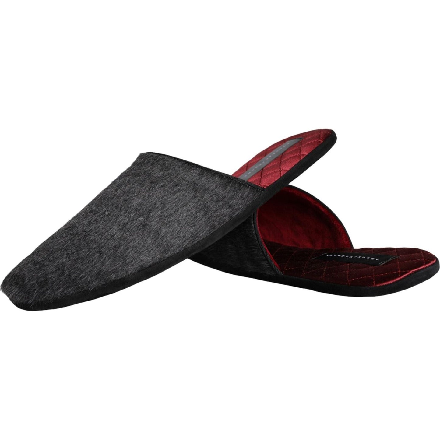 Dolce & Gabbana Black Faux Fur Slides Slippers Slip On Shoes Dolce & Gabbana