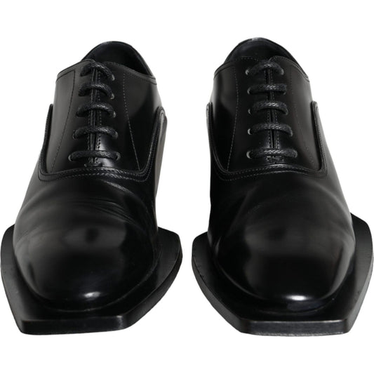 Dolce & Gabbana Black Calfskin Leather Derby Dress Men Shoes Dolce & Gabbana Black