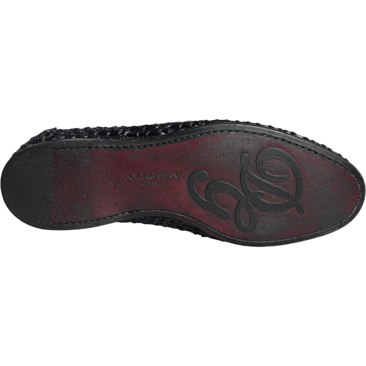 Dolce & Gabbana Black Woven Raffia Slip On Loafers Men Shoes Dolce & Gabbana