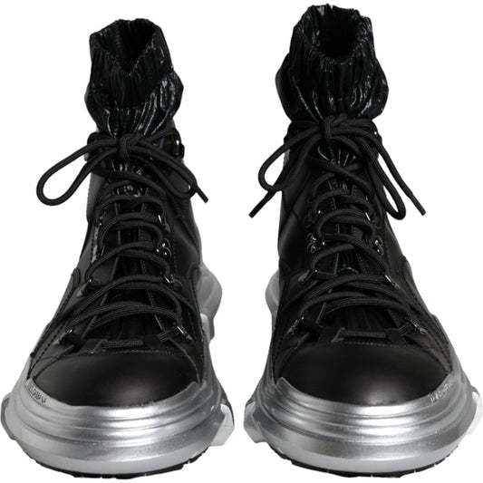 Dolce & Gabbana Black Nylon Galileo High Top Sneakers Shoes Dolce & Gabbana