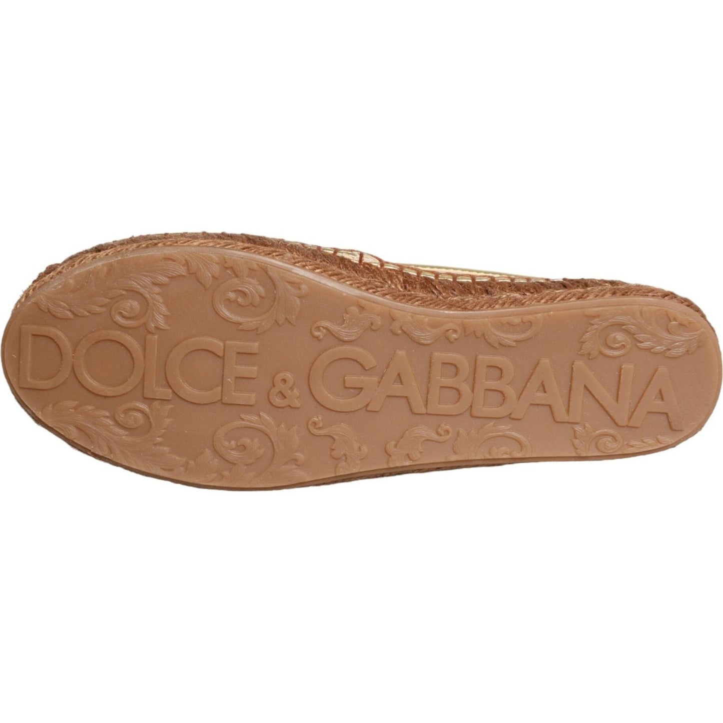 Dolce & Gabbana Gold Leather Loafers Flats Espadrille Shoes Dolce & Gabbana