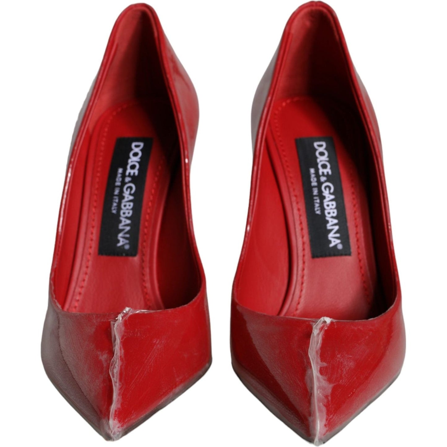 Dolce & Gabbana Red Patent Leather Faux Pearl Heels Pumps Shoes Dolce & Gabbana