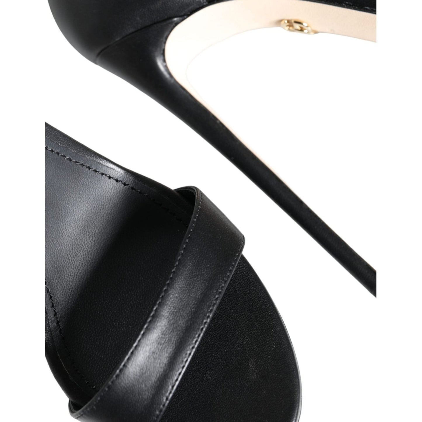 Dolce & Gabbana Black Lamb Leather Ankle Strap Sandals Shoes Dolce & Gabbana