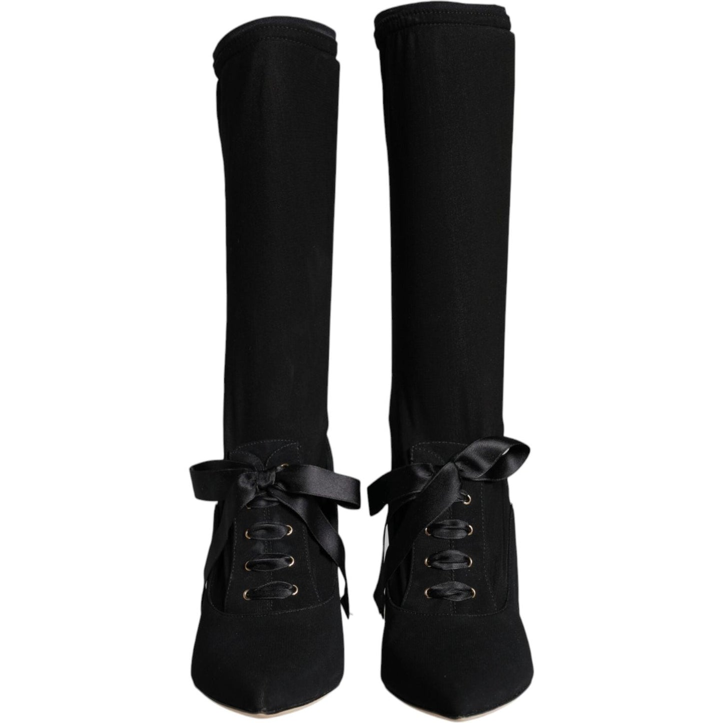 Dolce & Gabbana Black Stiletto Heels Mid Calf Boots Shoes Dolce & Gabbana