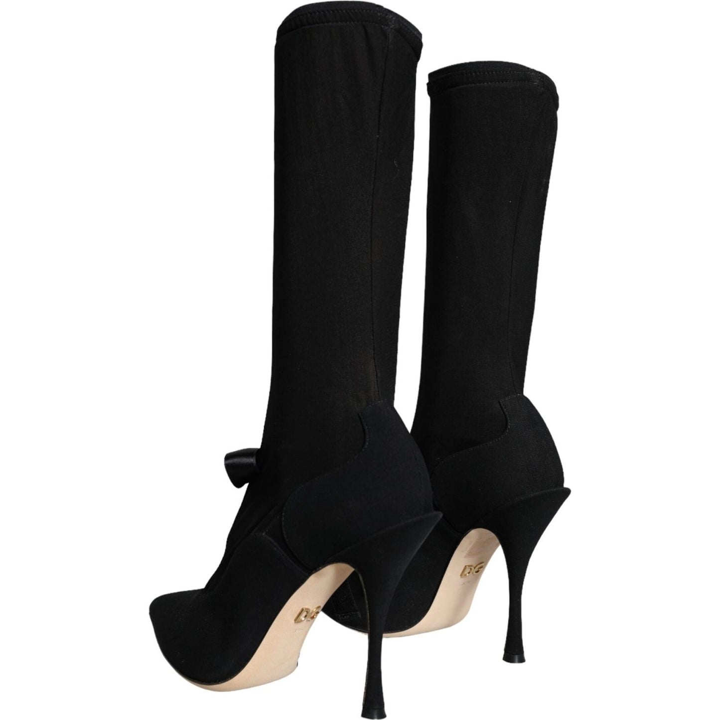 Dolce & Gabbana Black Stiletto Heels Mid Calf Boots Shoes Dolce & Gabbana