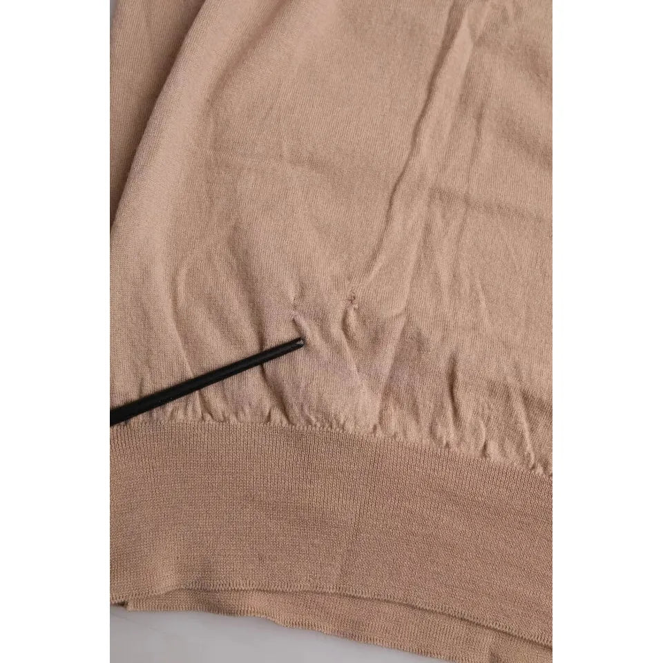 بلوزة دولتشي آند غابانا من الصوف البني والدانتيل الأسود بأكمام 3/4