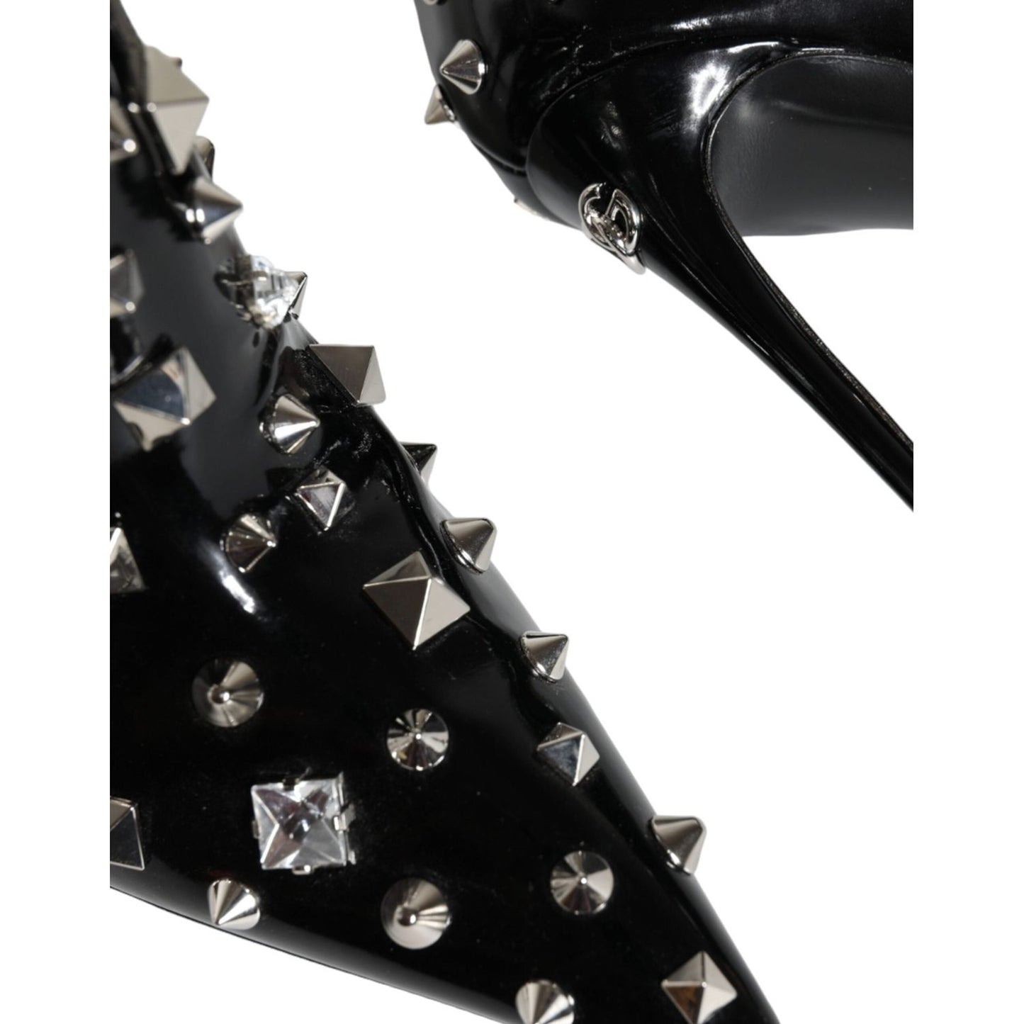 Dolce & Gabbana Black Leather Studs Crystal Ankle Boots Shoes Dolce & Gabbana