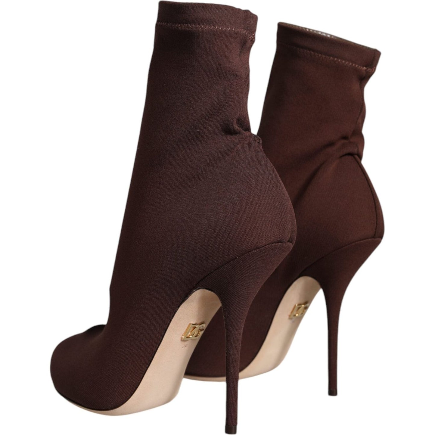 Dolce & Gabbana Brown Stiletto Heels Socks Ankle Boots Shoes Dolce & Gabbana