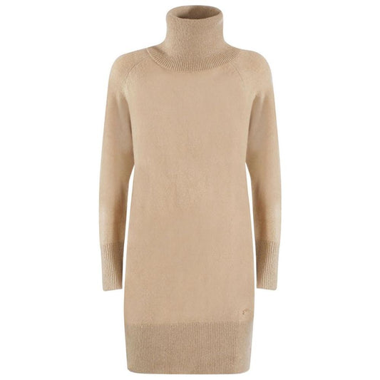 Yes Zee Beige Viscose Dress Yes Zee Tan