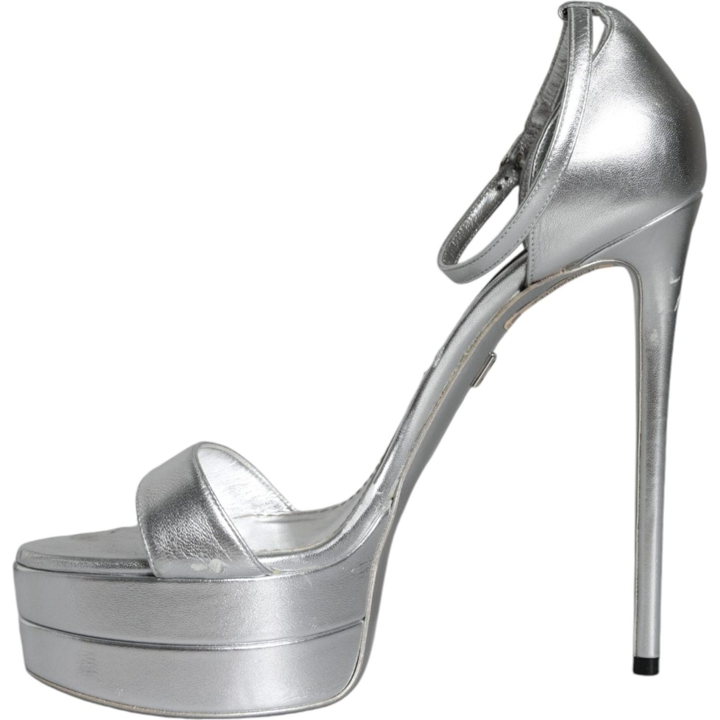 Dolce & Gabbana Silver KEIRA Heels Ankle Strap Sandals Shoes Dolce & Gabbana