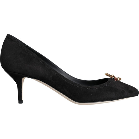 Dolce & Gabbana Black Amore Suede Bellucci Heels Pumps Shoes Dolce & Gabbana Black