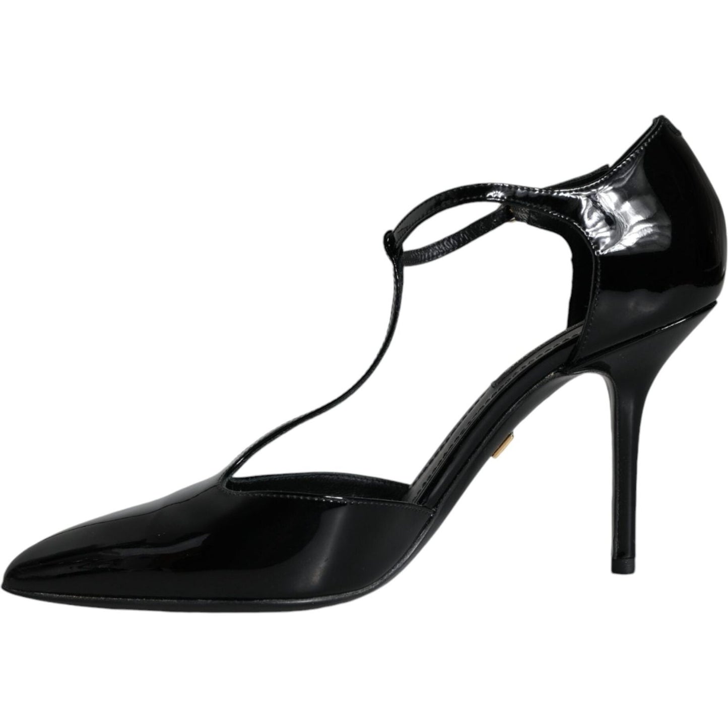 Dolce & Gabbana Black Patent Leather T-strap Heels Pumps Shoes Dolce & Gabbana