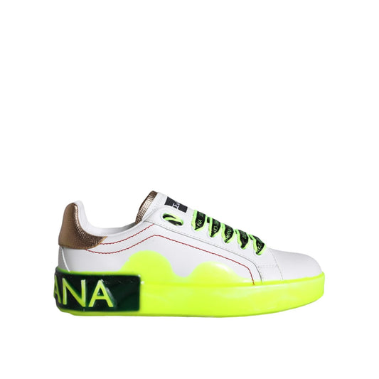 Dolce & Gabbana White Leather Portofino Low Top Sneakers Shoes 1728,67345645728,Dolce & Gabbana,EU35/US4.5,Low Tops - Sneakers - Shoes,Material: 100% Calf Leather,New with tags,Shoes,Sneakers - Shoes,Sneakers - Women - Shoes,White,Women